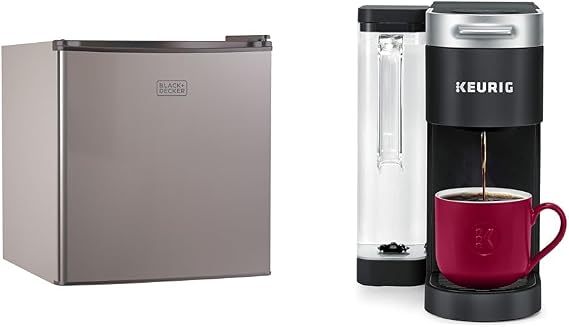 BLACK+DECKER BCRK17V Compact Refrigerator Energy Star Single Door Mini Fridge with Freezer & Keurig K-Supreme Single Serve K-Cup Pod Coffee Maker, MultiStream Technology, Black
