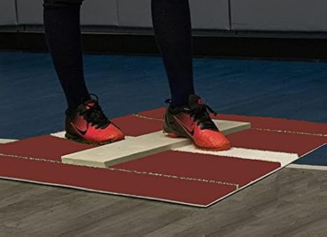 Premium 3' x 2' SyntheticTurf Baseball or Softball Pitching Mat Instructional Mound Stance & Stride Throwing Trainer With Permanent Pitching Rubber