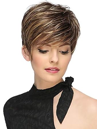 Short Wigs With Bangs Mixed Short Wigs For Black Women Synthetic Hair Short Pixie Cut Wigs For White Women Natural Hair Replacement Wigs For Women (Naseily -7266)