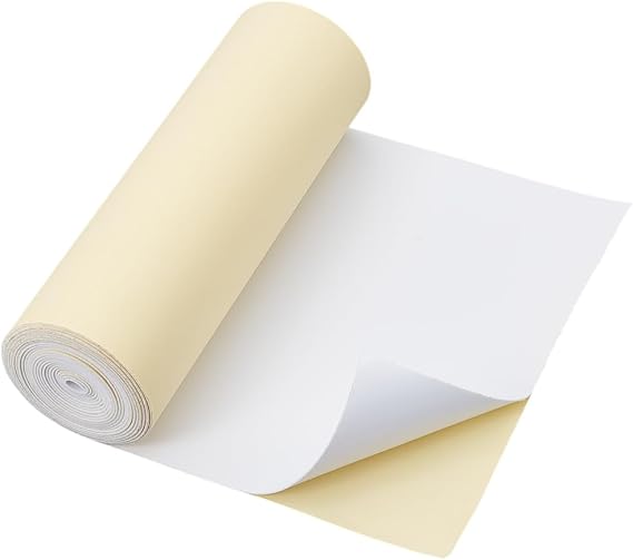 BENECREAT 118x8 Inch White Self Adhesive EVA Foam Roll, 1mm Thick Waterproof Foam Rubber Sheet for Furniture Protecting, Gap Filling, Costumes and Other Craft Project