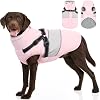 Dog Coat, XXL Dog Jacket Winter with Harness Built in, Waterproof Pet Snow Jacket with Furry Collar for Chilly Day, Reflective Fleece Snowsuit for Extra Large Dogs, Pink 2XL
