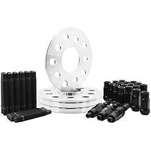 Full Set Of Staggered (2) 5mm + (2) 12mm Thick Wheel Spacers + Black 12x1.5 Racing 90mm Stud Conversion Kit Works With BMW E36 E46 E90 E92 E64 E23 E32 E38 E31 128i 1M 328I 330i 525i 540i 635i 73