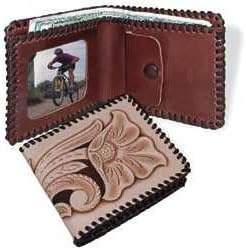 Tandy Leather Lancer Billfold Craft Kit - Beginner Friendly Leather Wallet Project with Pre-Cut Panels - Complete Kit with Lace, Needle, and Instructions - Natural Brown