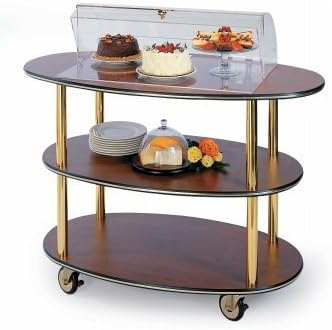 Geneva 36303 Rounded Oval Style- 3-Shelf Wood Laminate Serving Cart