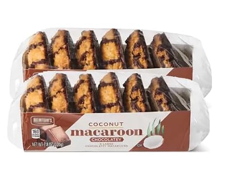 Belgian Chocolate Coconut Macaroons Jumbo, 2, 7.8oz Benton Pack, Real Cocoa, Chocolatey & Soft Chewy Drizzling - Kosher - Gluten Free Snack Snacking Easter Basket Stuffer Food Gift Treat
