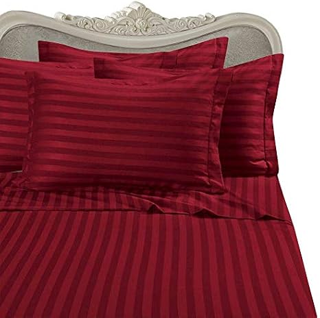 Luxurious 300 Thread-Count, King Pillow Cases, Red Stripe, Set of 2