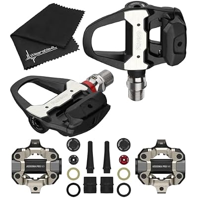 Favero Assioma PRO RS-1MX Single-Sensing Power Meter Set, Road & Off-Road Riding Shimano SPD-SL & SPD MTB Compatibility, Easy-to-Transfer w Wearable4U Lens Cloth Bundle