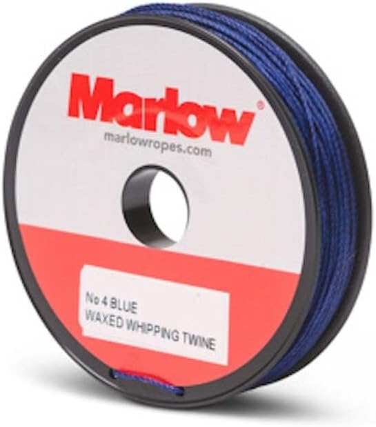 SGT Knots - Marlow Wax Polyester Whipping Twine #4 - for Rope Splice, Whipping Ropes, Sail Twine, General Utility - (134 FT) Blue