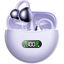 Ear Clip Earbuds Mini Open Ear Headphones Bone Conduction Earphones, True Wireless Bluetooth Headphones for Sport Workout Driving Walking Running Compatible with iPhone Android (Purple)