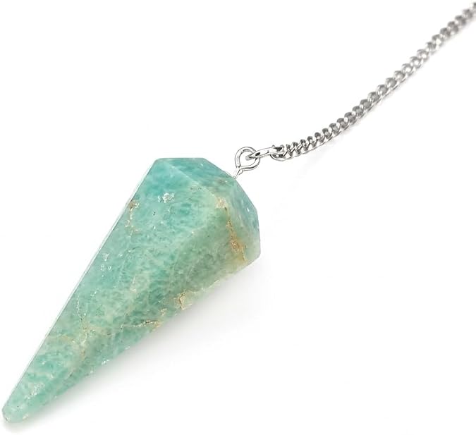 Jet Amazonite Cone Pendulum Dowsing Faceted Cone Shaped