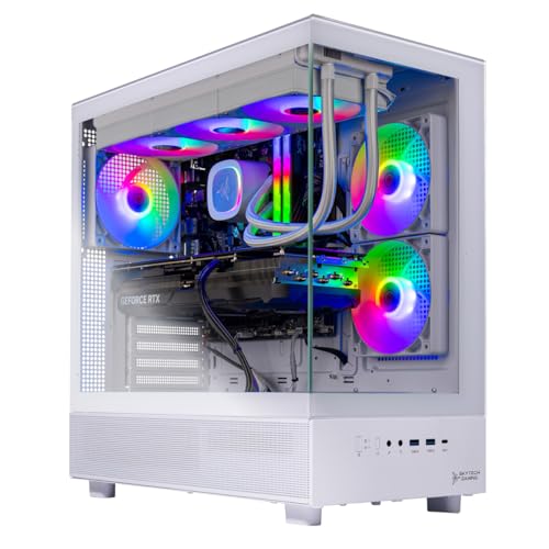 Skytech Azure Gaming PC Desktop, Ryzen 7 9700X 3.8 GHz 5.5GHz Turbo Boost, NVIDIA RTX 4060 8GB GDDR6, 2TB SSD, 32GB DDR5 RAM 6000 RGB, 650W Gold PSU, 360mm ARGB AIO, Wi-Fi, Win 11 Home