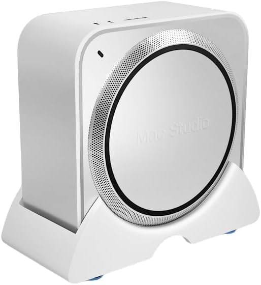 Mac Studio Stand for M4/M2/M1 (20222024), Vertical Desktop Holder Improves Airflow & Cooling, Space-Saving Design with Non-Slip Base White