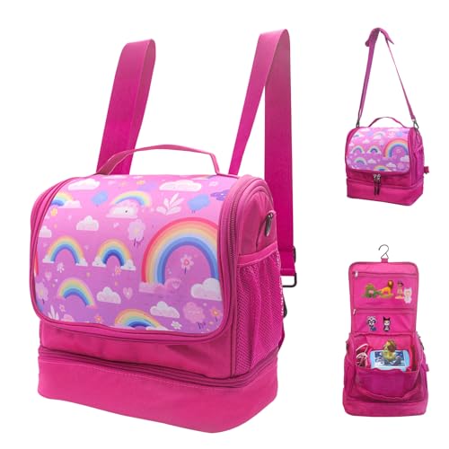 Carrying Case for Toniebox,Backpack Bag for Toniebox Starter Set , Tonie Figures ,Headphones and Charging Station, Portable Storage Bag with Shoulder Strap and Handle Bar, Hanging Storage Pink