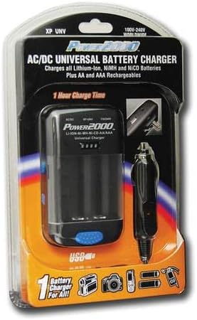 Power2000 XP-UNV ACDC Universal Battery Charger for All Li-Ion, NiMH, NiCD Plus AA & AAA Batteries