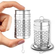 2 Pack Reinmoson Mini Tea Strainers for Loose Tea, Extra Fine Mesh Tea Infuser, 304 Stainless Steel & Updated Slim Threaded Lid, Loose Leaf Tea Steeper for Black Tea, Rooibos, etc