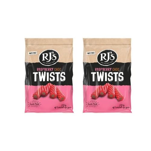 RJs RJS Raspberry Choc Twists, Licorice, 280g9.9 oz, 2 pack {Imported from Canada}