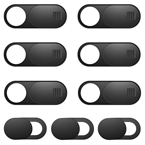 Laptop Camera Cover, 0.027 Inch Ultra Thin Camera Cover, Webcam Privacy Cover Fits on Computer, Laptop, MacBook, PC, Cell Phone, iPhone, iPad, iMac, Tablet, Black Web Cam Cover Sliders 9 Pack