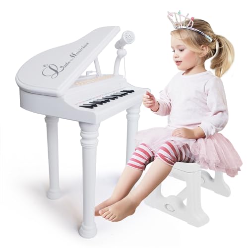 Love&Mini Piano Toy Keyboard 31 Keys for Age 3 Year Old Girls Boys Birthday Gifts, Kids Keyboard Toy Instruments Piano with Microphone and Stool