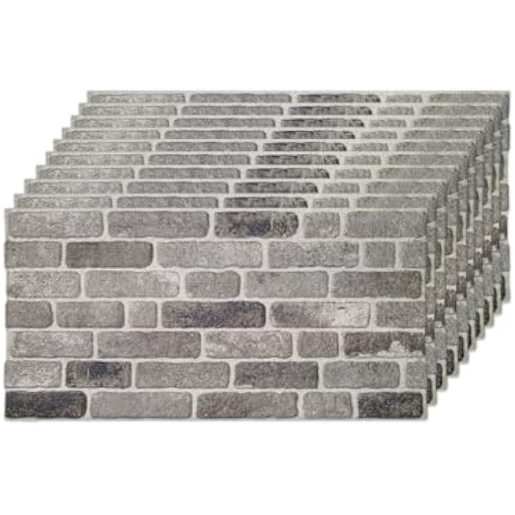 IZODEKOR 3D Wall Panels Brick Effect - Cladding, Stone Look, Styrofoam Facing for Living Room, Kitchen, Bathroom, Balcony, Bedroom, Back of Counter | Path of Gray 10 x Panels - Covers 53 sq ft