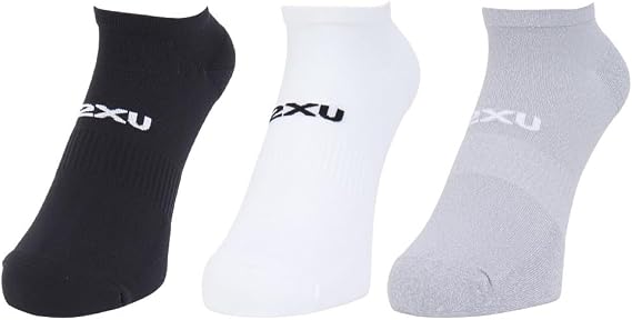 2XU Ankle Socks Pack of 3 - Three/Colour-Large,Compression Ankle Socks for Outdoor Trail Running Hiking All Season Socks Moisture Wicking Control,