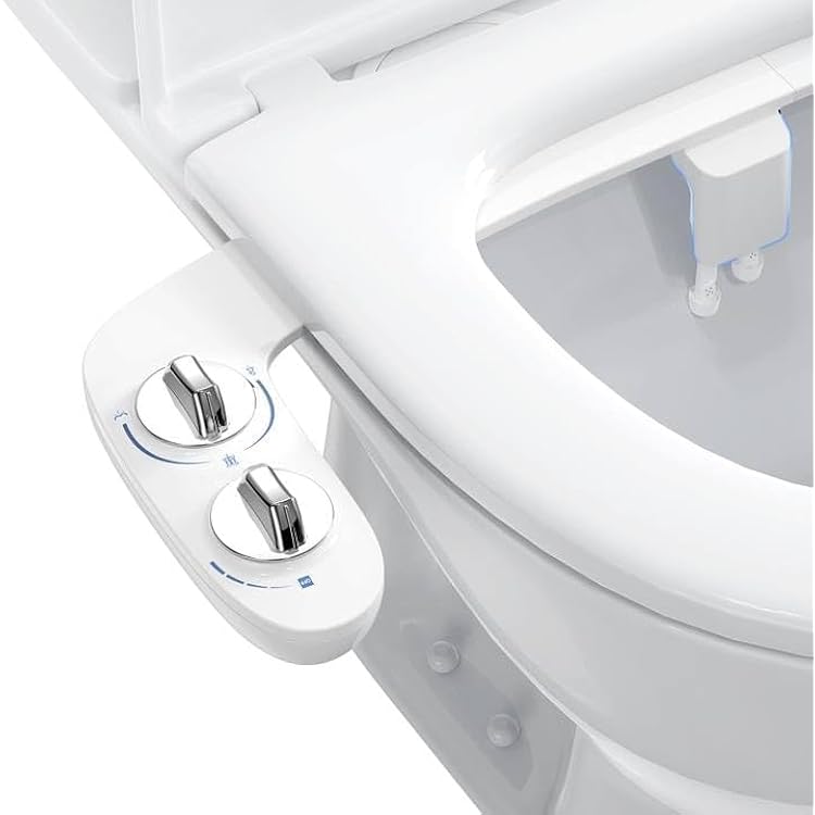 Bidet Toilet Seat Attachment, Non Electric, Self Cleaning Dual Nozzles for Front and Rear Cold Water Wash, Adjustable Water Pressure, Hygienic Bidet Attachment