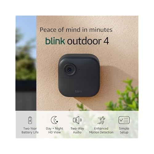 Blink Outdoor 4 (4th Gen) + Blink Mini Smart security camera, two-way talk, HD live view, motion detection, set up in minutes, Works with Alexa 1 camera system + Mini (Black)