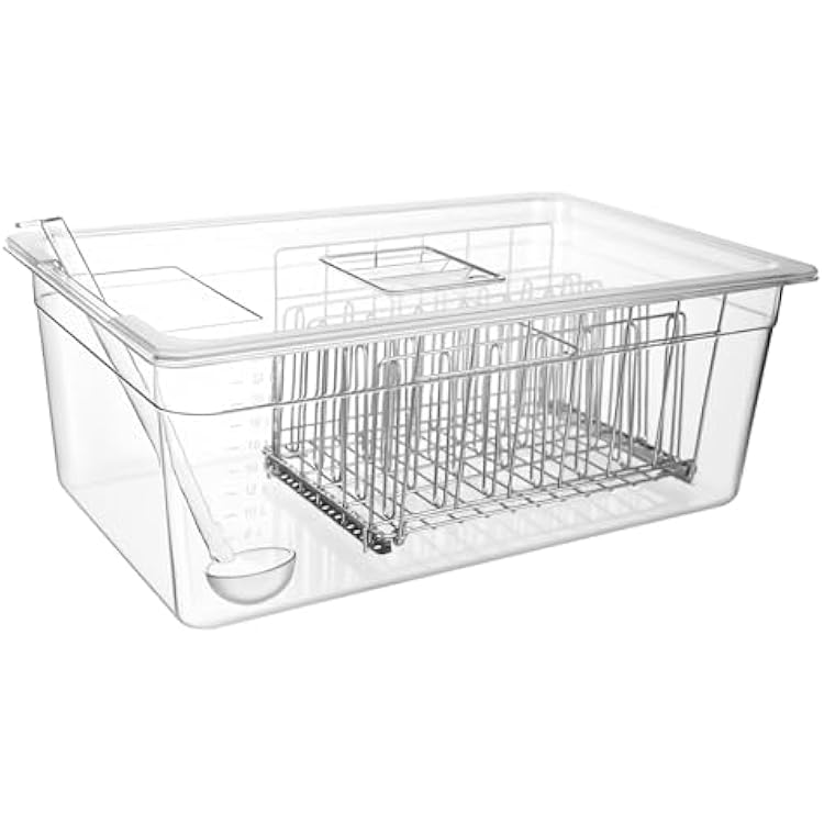 Sous Vide Container 26 QT with Lid, Rack & Spoon-Precision Cooking Tub for Anova Nano, Joule, Instant Pot Immersion Circulators - Large Accessories Kit Square opening