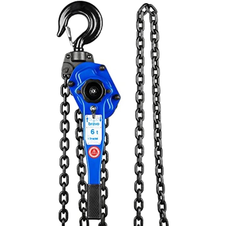 Tractel bravo - 6 Ton Lever Chain Hoist | 12000 lbs Capacity | 5 ft Lift & Pull Length | Professional Grade Ratchet Puller with ANSI B30.21 & OSHA Industrial Standards | Model 19699