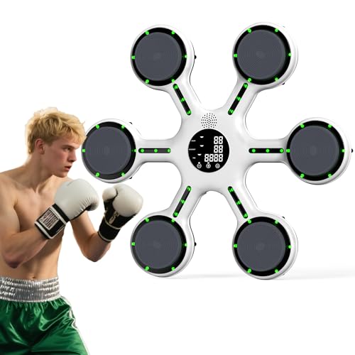 Music Boxing Machine, Wall Mounted Boxing Machine for Adults Kids, Bluetooth Smart Boxing Trainer, Electronic Boxing Workout Equipment Target for Home Gym