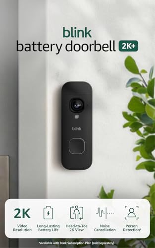 Blink Battery Doorbell 2K+ (newest model) Wireless video doorbell, 2K video resolution, enhanced audio. Sync Module Core included System (Black)