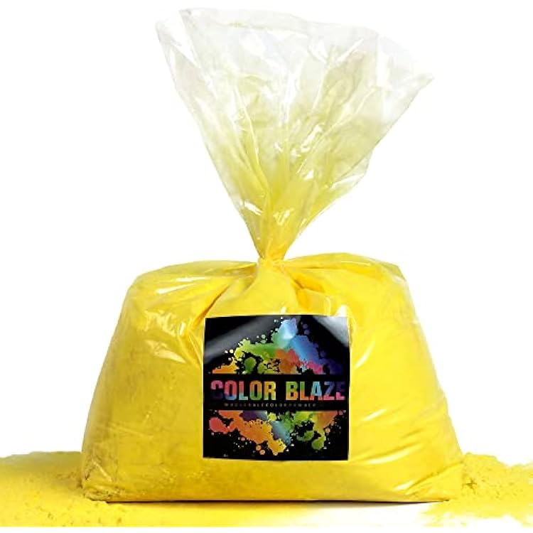 Color Blaze Holi Colored Powder - 25 lbs of Yellow Powdered Color - for Fun Runs, Color Toss, Rangoli, Powder War, Backyard Party & Festivals - Pack of 1 Big Bag - 25 Pounds in Bulk - Yellow