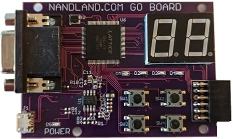 Nandland Go Board - FPGA Development Board for Beginners with USB Cable, 4 LEDs, 4 Push-Buttons, 7-Segment Display, VGA, PMOD, Win/Mac/Linux Compatible