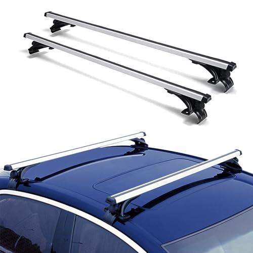 Universal Roof Rack Adjustable 48 Cross Bars, Upgraded Aluminum Alloy Car Carrier Holders Brackets, for Ski Luggage Kayak Bike Canoe Snowboard Cargo Basket,165LB75KG Capacity White & Black