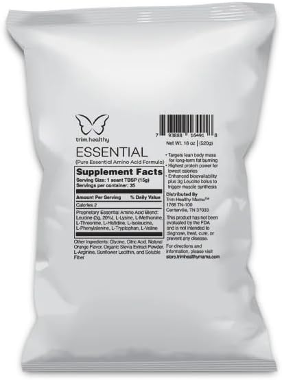 Trim Healthy Essential Amino Acid Formula, Pure Protein Powder with Leucine, Citrus Flavor, 18 oz