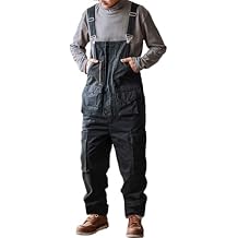 Rexcyril Men's Bib Overalls Loose Fit Baggy Casual Workwear Fashion Lightweight Sloppy Coveralls with Cargo Pockets