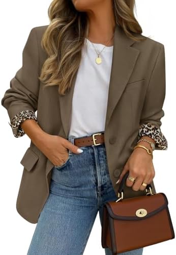 ZESICA Womens Fall Business Casual Blazers 2026 Long Sleeve Lapel Open Front Button Work Blazer Jackets with Pockets