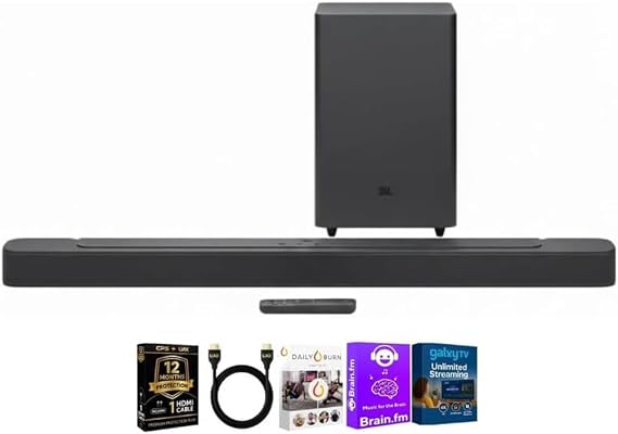 JBL BAR21DBMKIT1 Bar 2.1 Deep Bass MK2 Soundbar with 6.5 inch Wireless Subwoofer Powerful Bass Bluetooth HDMI ARC Cabl