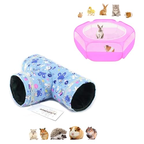 Amakunft Guinea Pig Playpen with Cover, Hamster Playpen with Top, Rabbit Pop Up Playpen with Roof & Guinea Pig Tunnels and Tubes, Guinea Pig Hideaway Play Toy, Small Animal Activity Structures