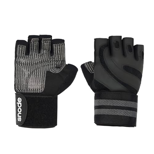 snode Ventilated Workout Gloves with Wrist Wrap Support for Men & Women, Full Palm Protection, for Weightlifting, Training, Fitness, Hanging, Pull ups