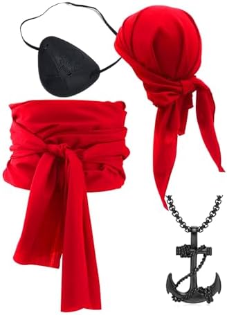 Pirate Cosplay Costume Women Men Pirate Head Scarf Hat Accessories Pirate Sash Belt Pirate Bandana Headband Waist Belt