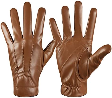 Winter Leather Gloves for Men,Touchscreen Snow Driving Gloves with Cashmere Lining for Motorcycle Driving Riding...
