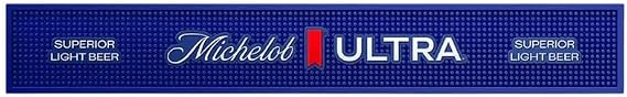 Michelob Ultra Iconic Drip Mat Bar Spill Mat Rail Runner | Non-Slip Surface, Home Bar Accessory, Spill Protection, Man Cave Decor, Blue with Logo Design