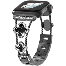 WINGLE Bling Band for Apple Watch Bands Women Series 11 10 SE 3/2/1 40mm 41mm 38mm 42mm 44mm 45mm 46mm Series 9 8 7 6 5 4 3 2 1, Sparkle Diamond Bracelet Cute Lucky 4 Leaf Clover Dressy iWatch Band