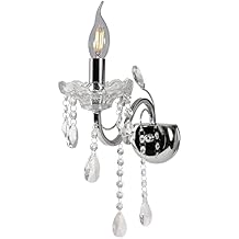 Wall Lamp Maria Teresa Golden and Silver Wall Candle Shape Classic Lighting (Silver, Small)