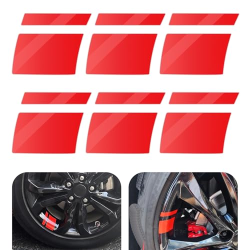 MLY 6 PCS Car Wheel Rim Stickers, Reflective Wheel Rim Stripe Decals, Waterproof Tire Rims Sticker for 18-21 Inch Wheel Tire Rim Decorative Accessories Red
