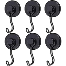 Magnetic Hooks 100LB Cruise Refrigerator Heavy Duty Neodymium Rare Earth Magnetic Hangers, Rubber Scratch-Resistant Base, Ideal for Indoor/Outdoor Hanging(Black 6Pack)