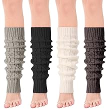 Jspupifip Women Ballet Leg Warmers, 80s Cable Knit Long Legwarmer Extra Soft Leg Warmer for Yoga Ballet Dance