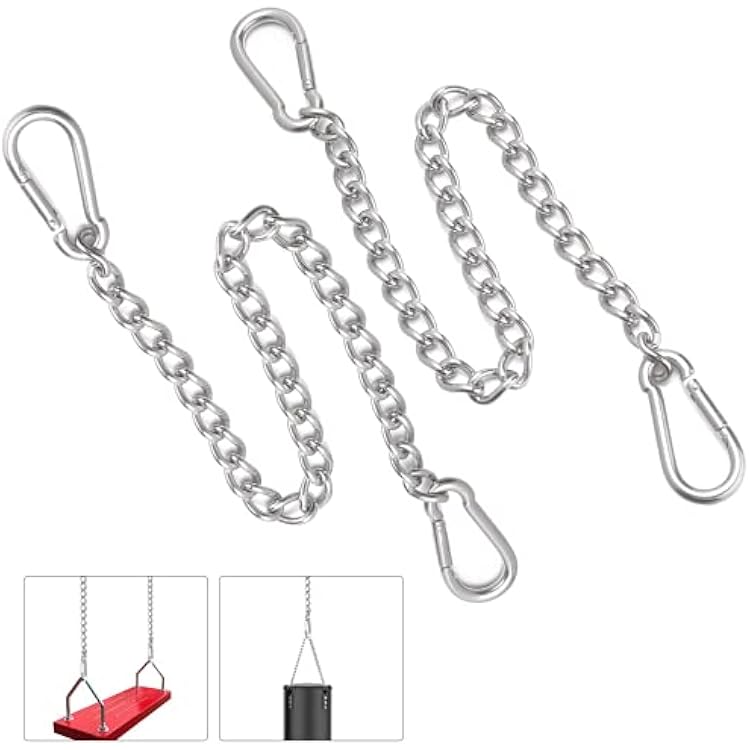 ANNWAH Hanging Chair Chain with Carabiners - 2 Pack Stainless Steel Hanging Kits Heavy Duty for Hammock Swing Punching Bags Sandbag Indoor Outdoor 440LB Capacity