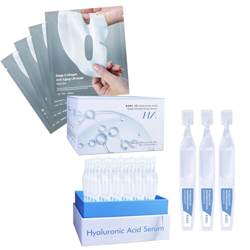 collagen face mask, anti-aging, lifting and firming skin, 5% Hyaluronic Acid Serum, moisturizing, repairing sensitive skin, suitable for all skin types 2 pieces