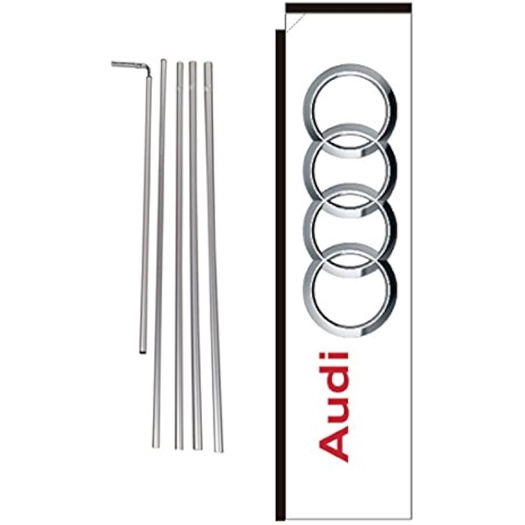 Car Dealership Advertising Rectangle Feather Banner Flag Sigh with Pole Kit and Ground Spike, Compatible with Audi Carlot Signs